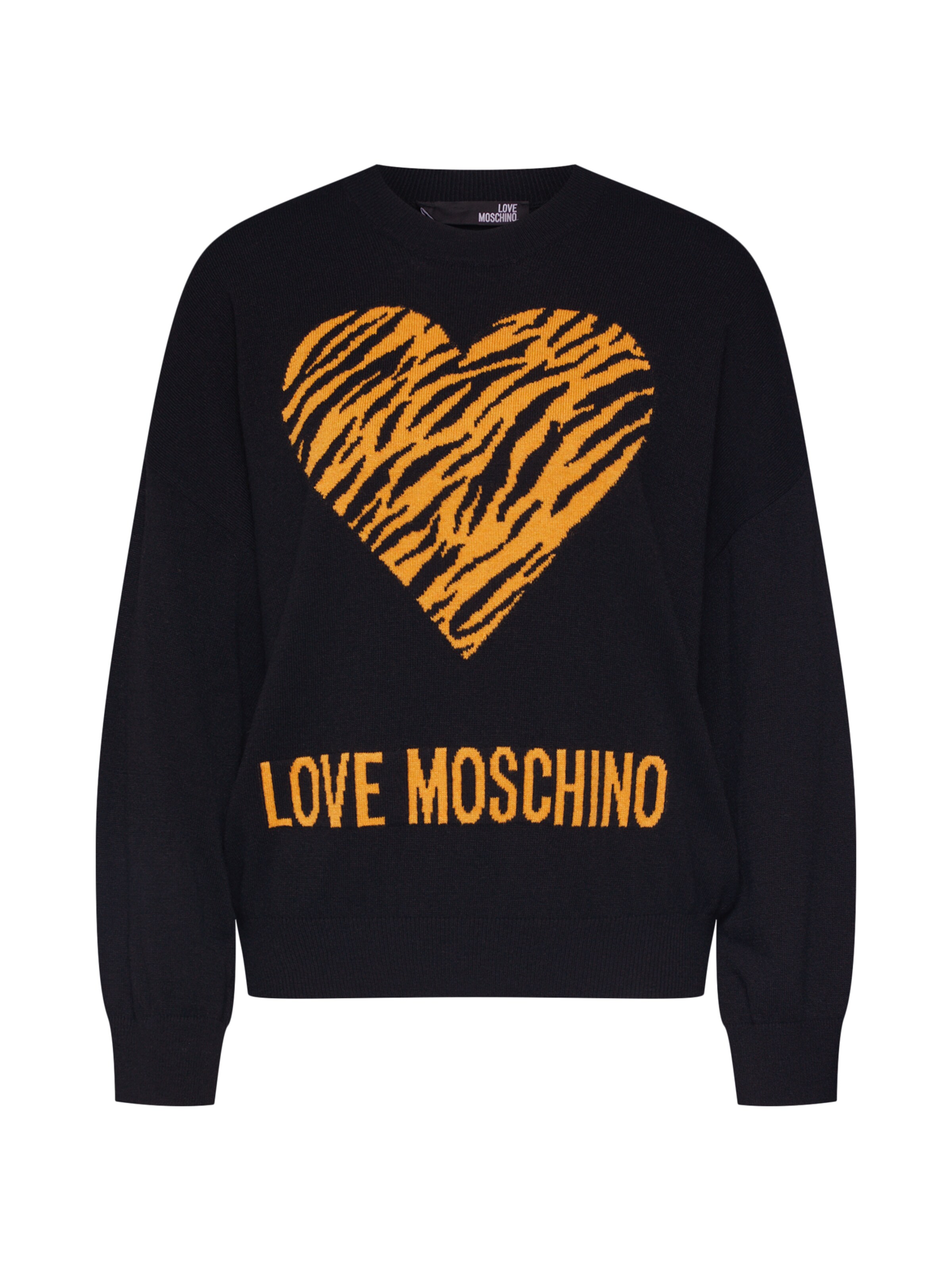 Love Moschino - Trui 'MAGLIA CON CUORE JACQUARD TIGRE' in de kleur Zwart