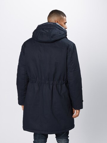 TOMMY HILFIGER Zimní parka 'TH MONOGRAM COTTON HOODED PARKA' – modrá: zadní strana