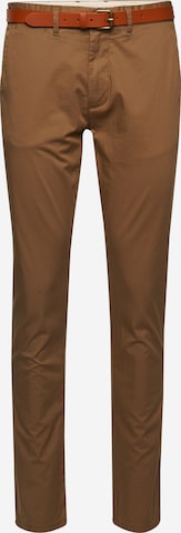 Coupe slim Pantalon chino 'Yard' SELECTED HOMME en marron : devant