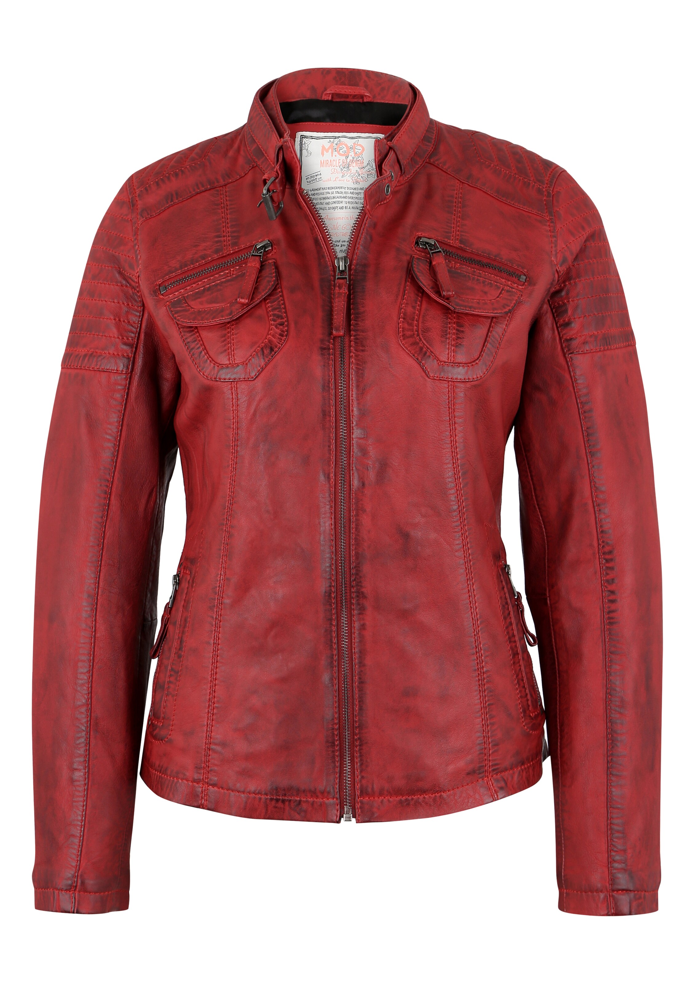 Miracle of Denim Lederjacke in Rot: Vorderseite