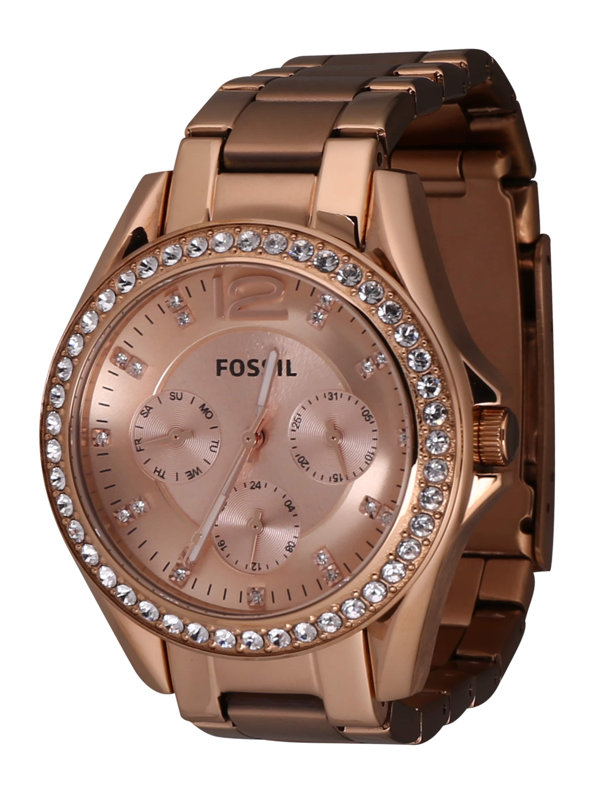 FOSSIL Montre à affichage analogique 'Riley' en or rose, Vue avec produit