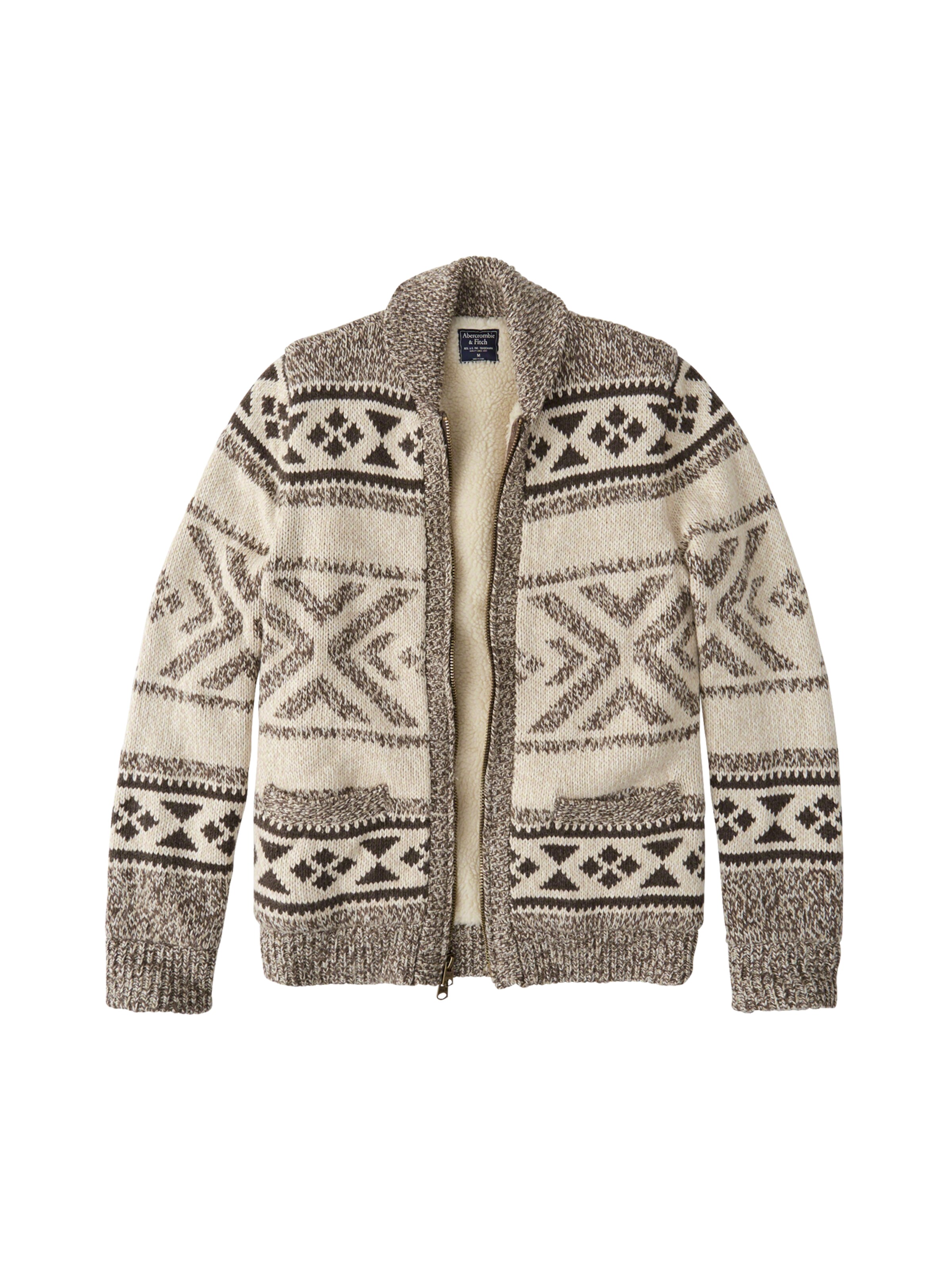 Abercrombie & Fitch - Gebreid vest 'SHERPA MOOSE COWICHAN' in de kleur Beige