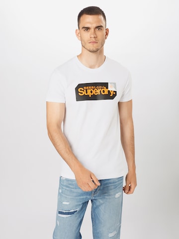 balts Superdry T-Krekls: no priekšpuses