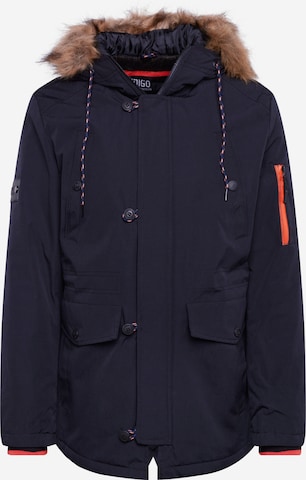 INDICODE JEANS Winterparka 'Leake' in Zwart: voorkant