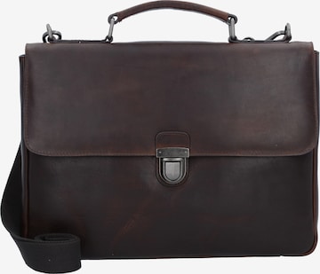 LEONHARD HEYDEN Document Bag 'Roma' in Brown: front