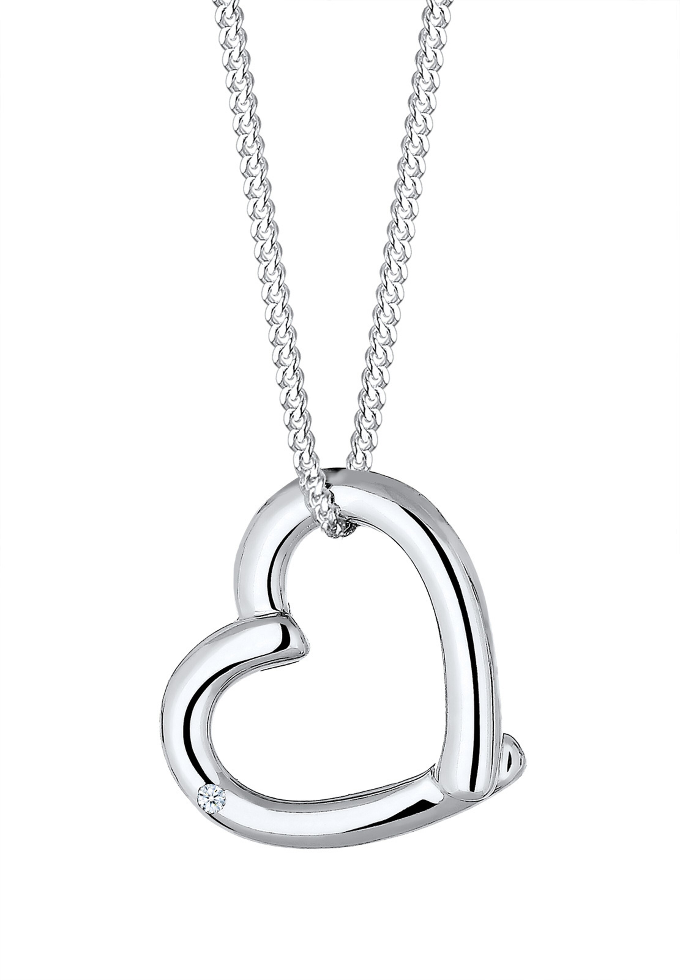 Elli DIAMONDS Ketting 'Herz' in Zilver: voorkant