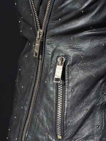 Maze Biker Lederjacke mit farbigem Innenfutter ' Pin ' in Schwarz