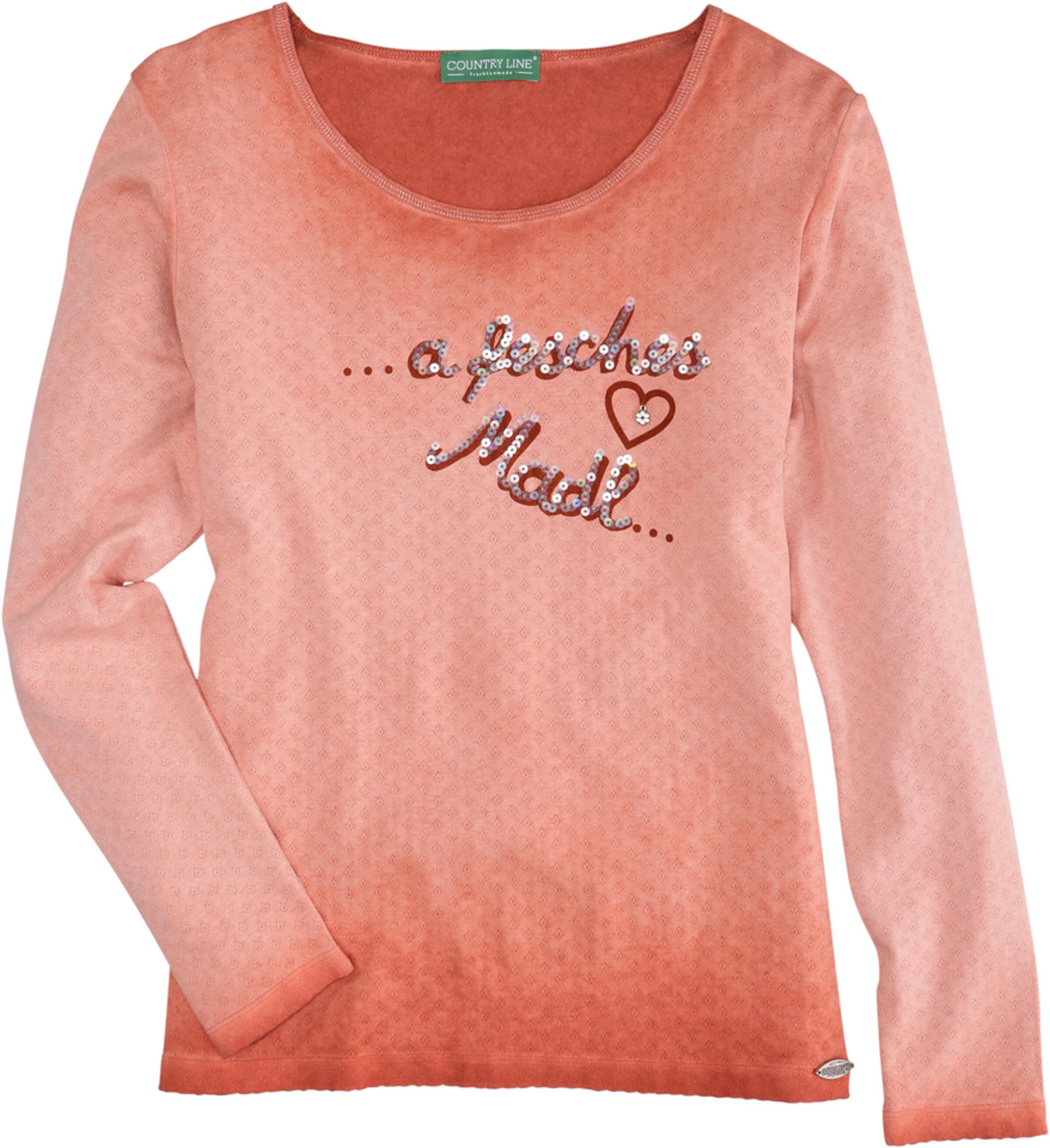 COUNTRY LINE - Trachtenshirt Damen mit Paillettenstickerei in orange