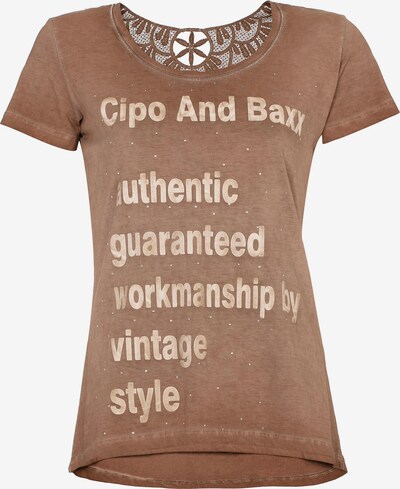 CIPO & BAXX T-Shirt mit modischen Spitzendetails in braun, Produktansicht