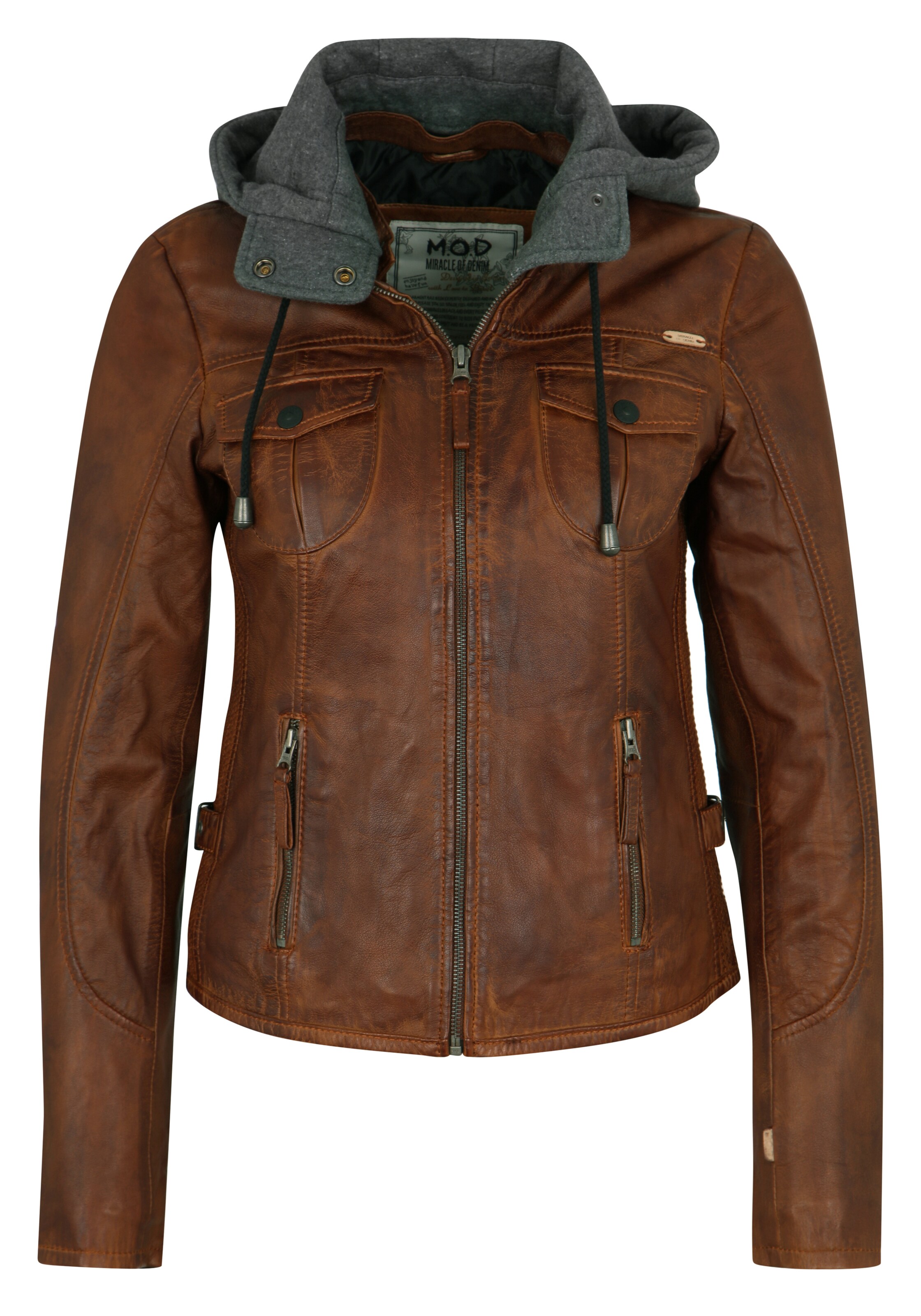 Miracle of Denim Lederjacke in Braun: Vorderseite