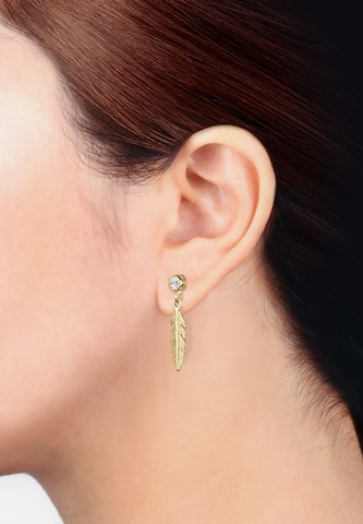 ELLI Earrings 'Feder, Solitär-Ohrring' in Gold: front