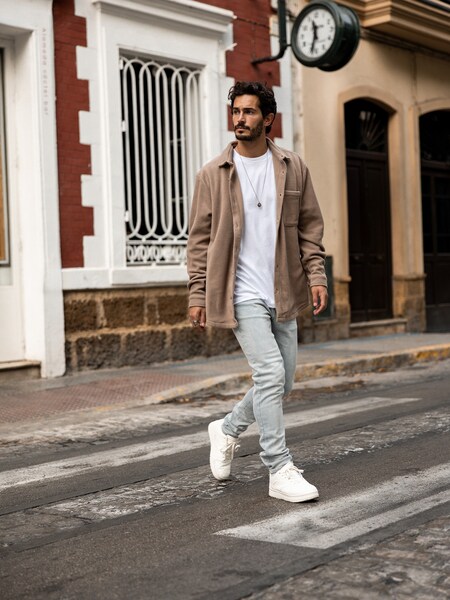 Tiago - Casual Taupe Shacket Look by DAN FOX APPAREL