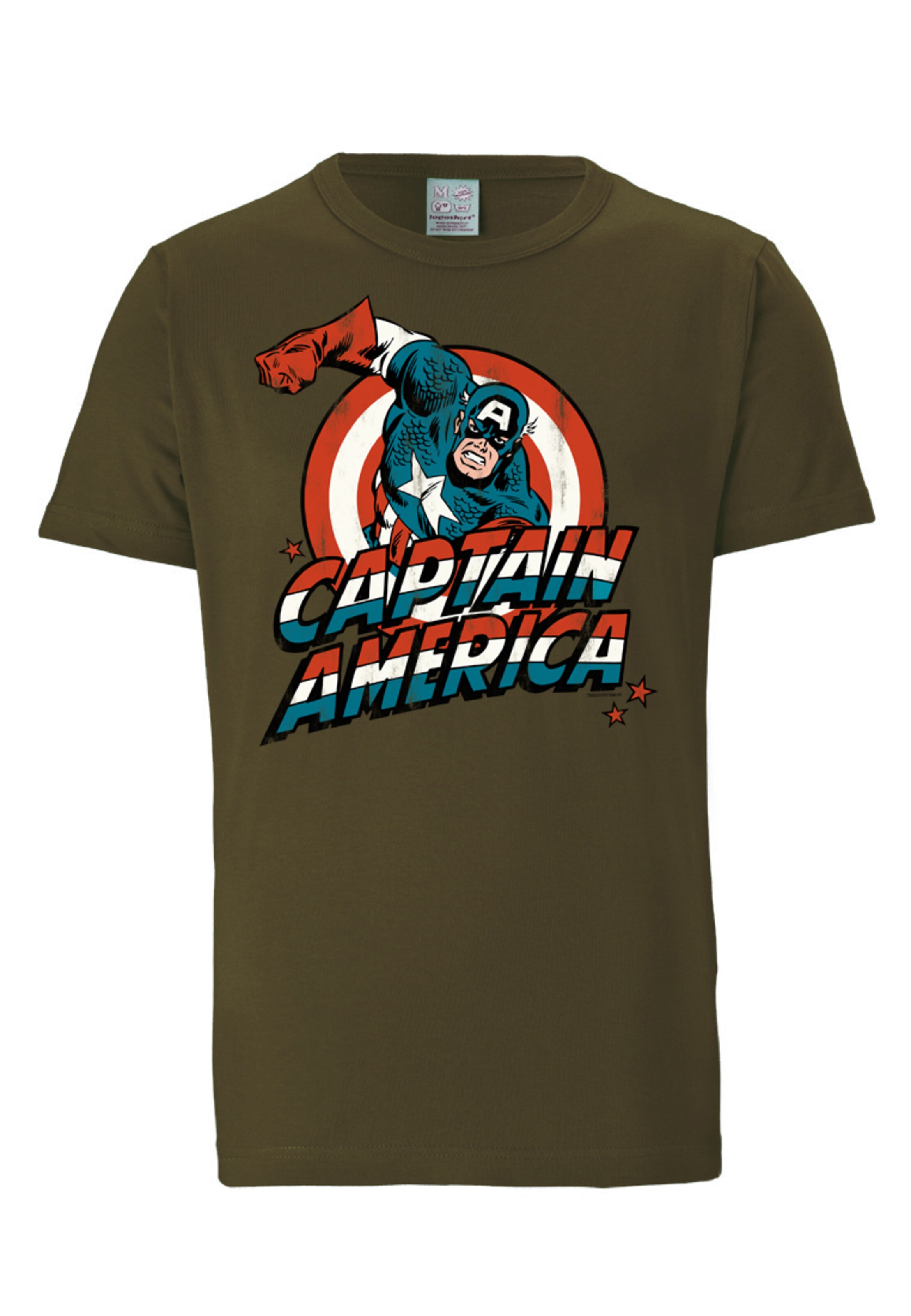 LOGOSHIRT T-Shirt 'Captain America' in Grün: Vorderseite