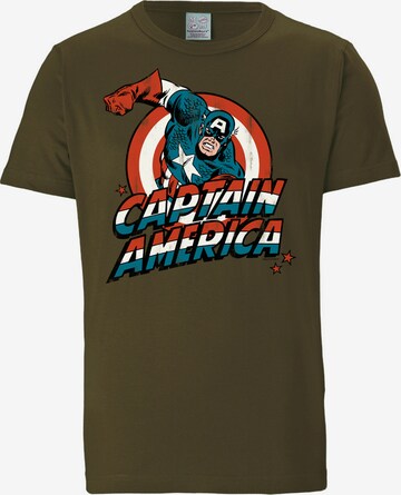 LOGOSHIRT Shirt 'Captain America' in Green: front