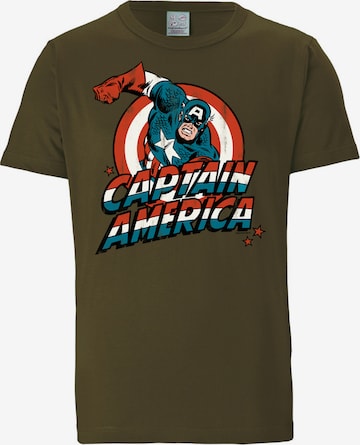 LOGOSHIRT T-Shirt 'Captain America' in Grün: predná strana