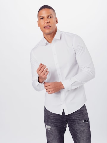 Casual Friday Slim fit Overhemd in Wit: voorkant