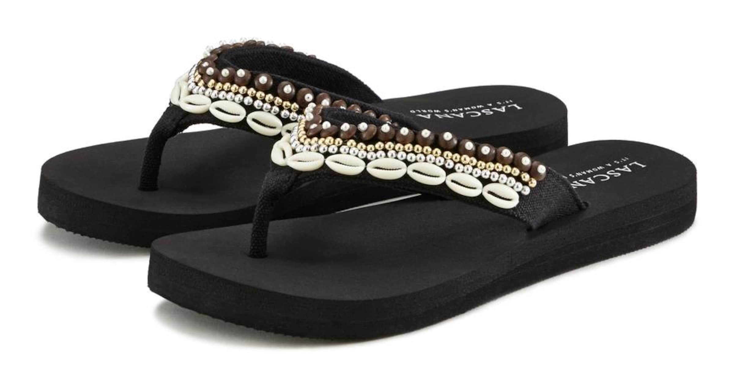 LASCANA T-Bar Sandals in Black