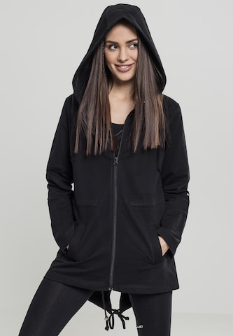 Urban Classics Zip-Up Hoodie in Black: front