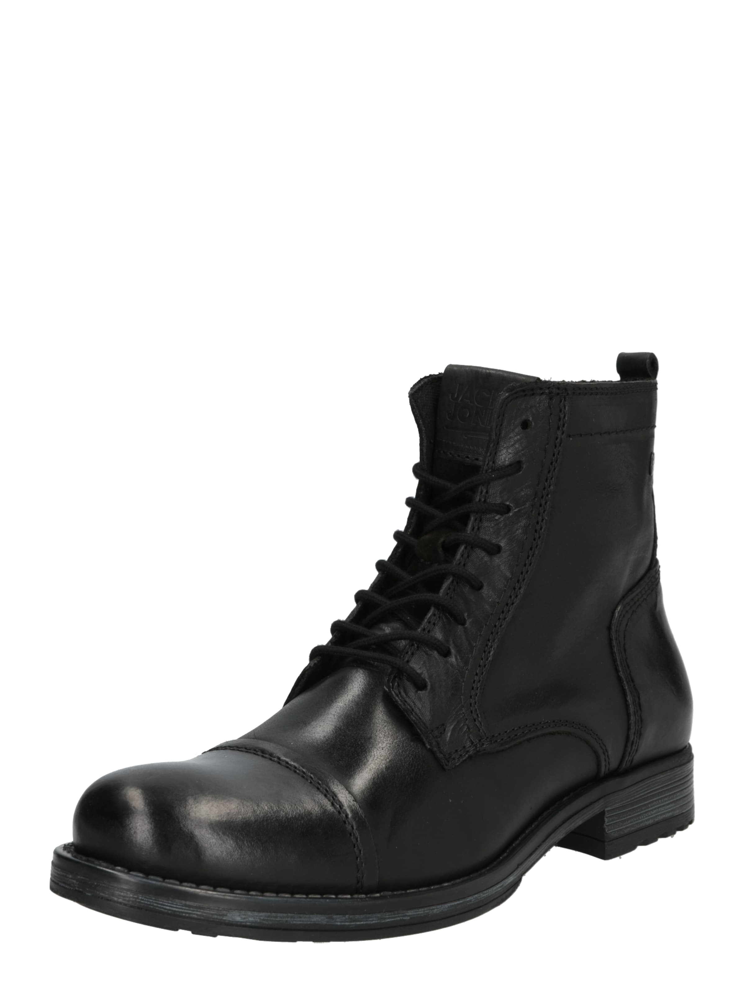 JACK & JONES Lace-Up Boots 'Russel' in Black: front