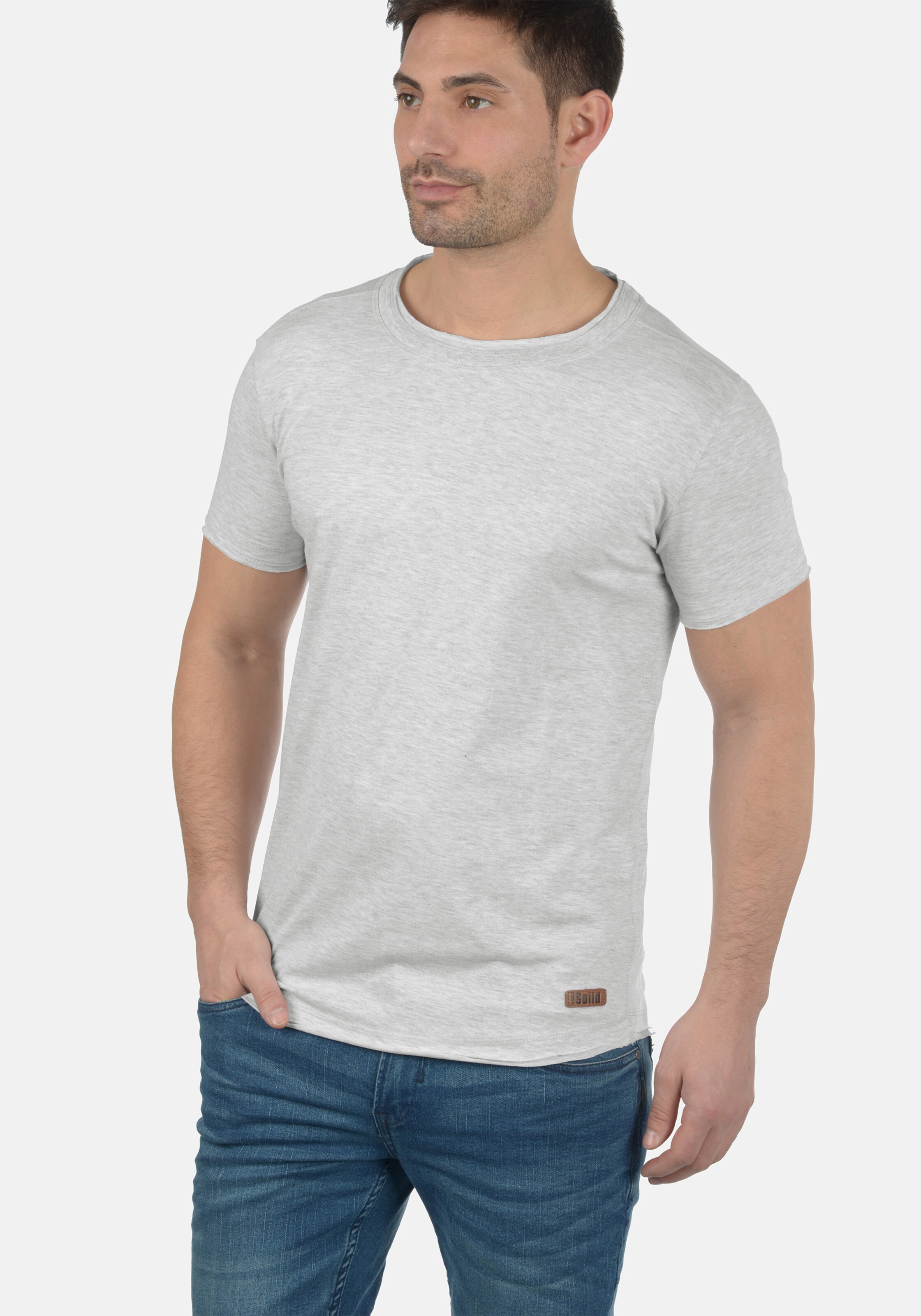 Männer Große Größen  Solid Shirt 'Tao' in Hellgrau - NF54500