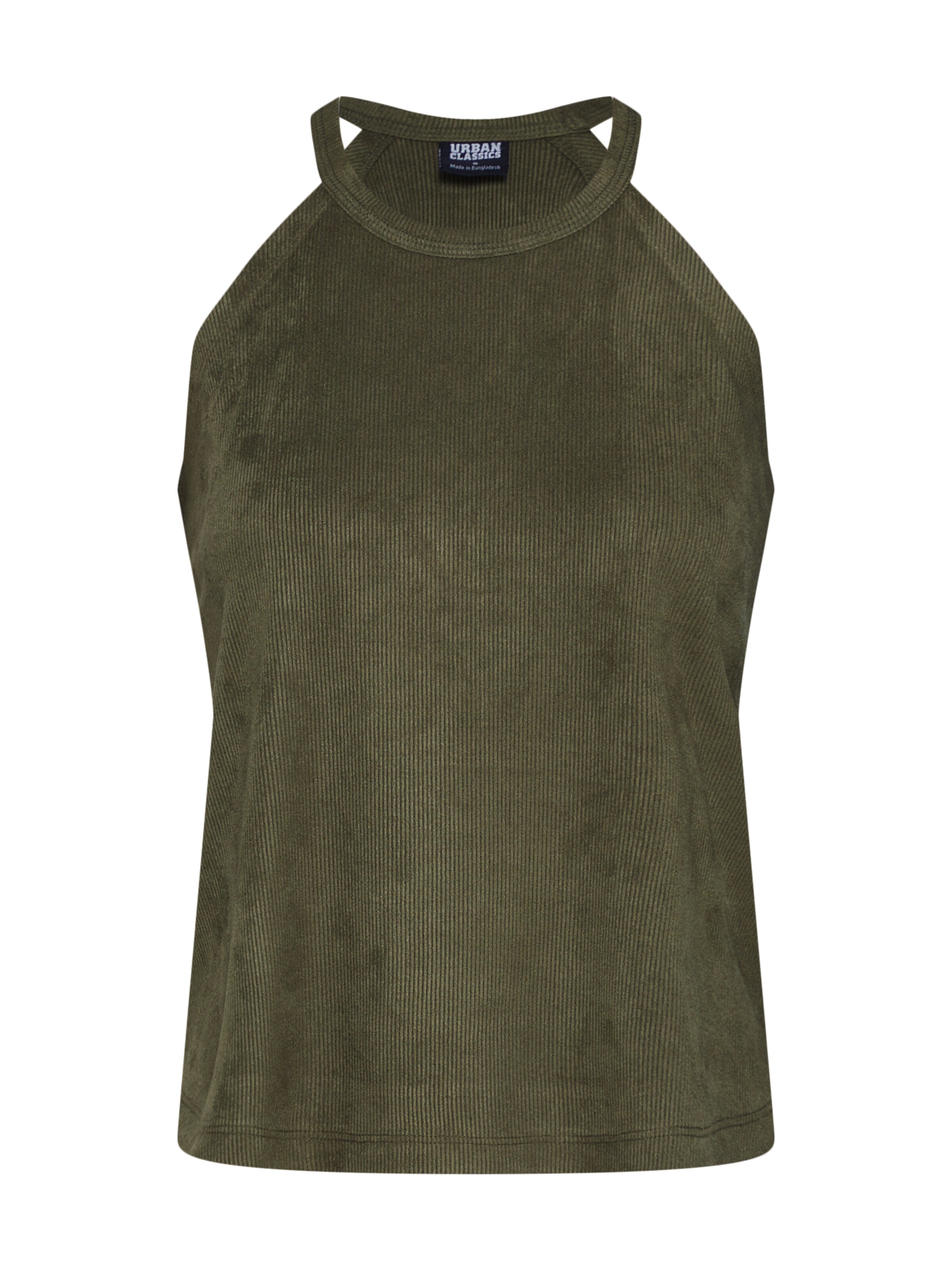 Urban Classics - Top 'Ladies Peached Rib Neckholder Tank' in de kleur Olijfgroen