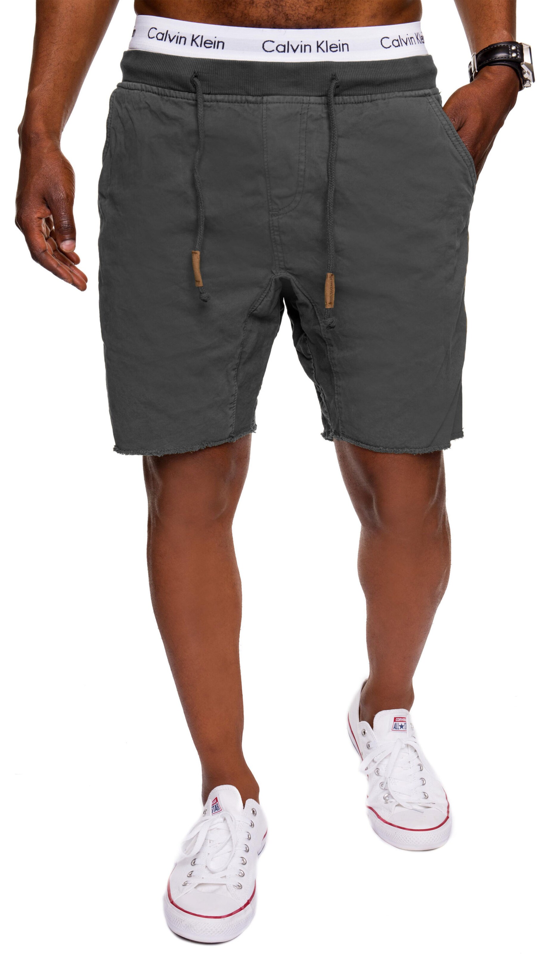 INDICODE JEANS Loosefit Chino 'Carver' in Grijs: voorkant