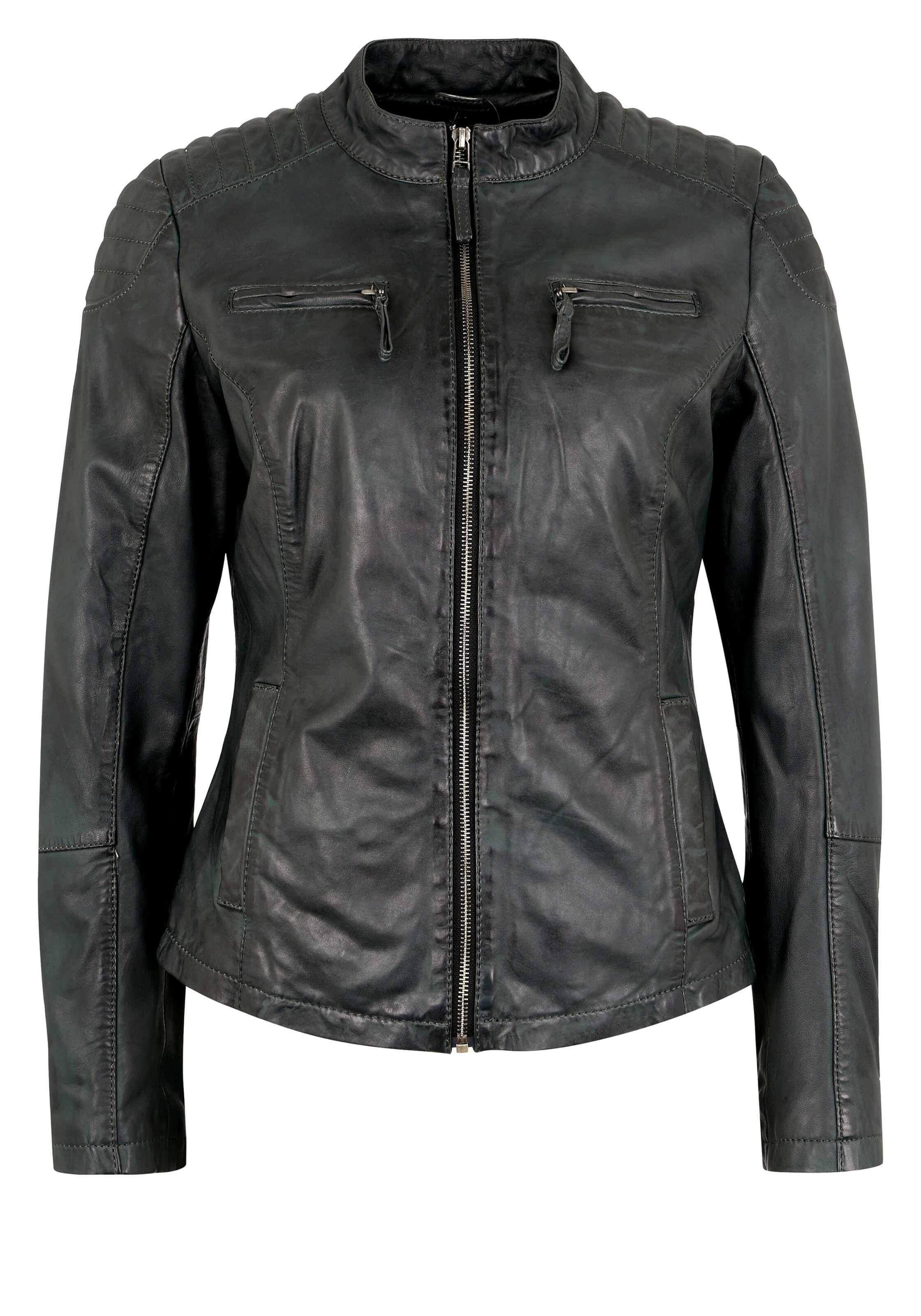 7ELEVEN Lederjacke in Grau: Vorderseite