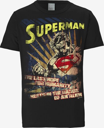 LOGOSHIRT T-Shirt 'Superman' in Schwarz: predná strana