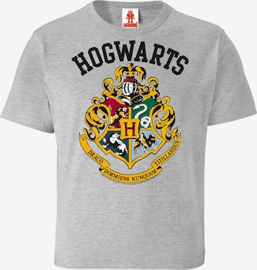 LOGOSHIRT Shirt 'Hogwarts' in Grijs: voorkant