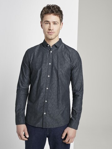 TOM TAILOR Slim fit Button Up Shirt in Grey: front