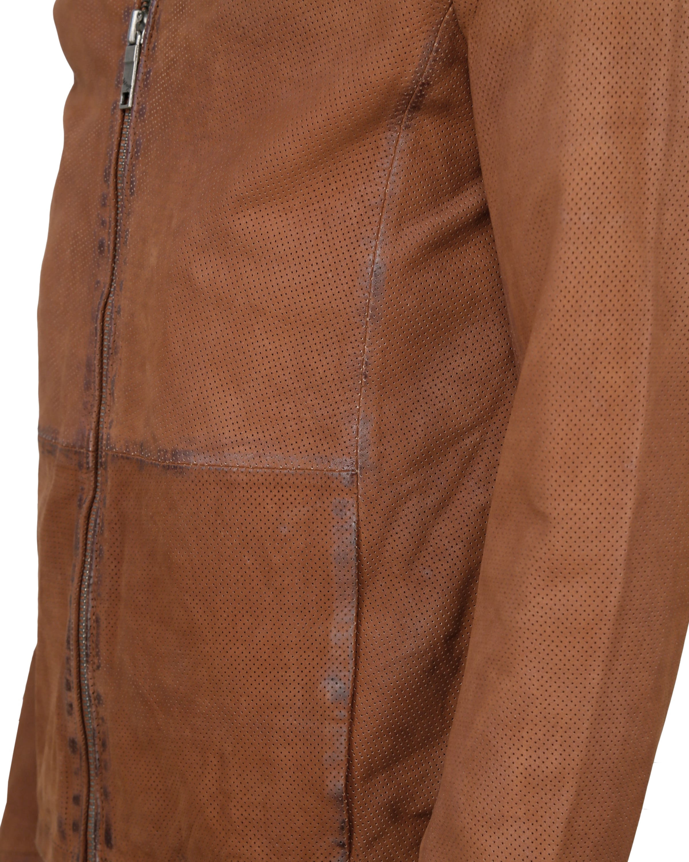Maze Lederjacke perforiert ' Dobson ' in Braun
