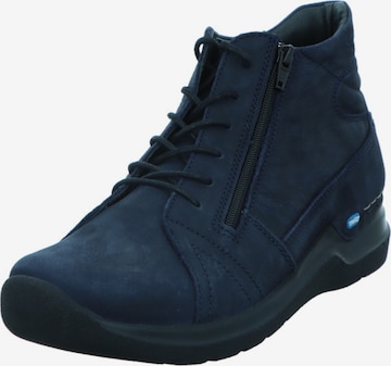 Wolky Lace-Up Ankle Boots in Blue: front