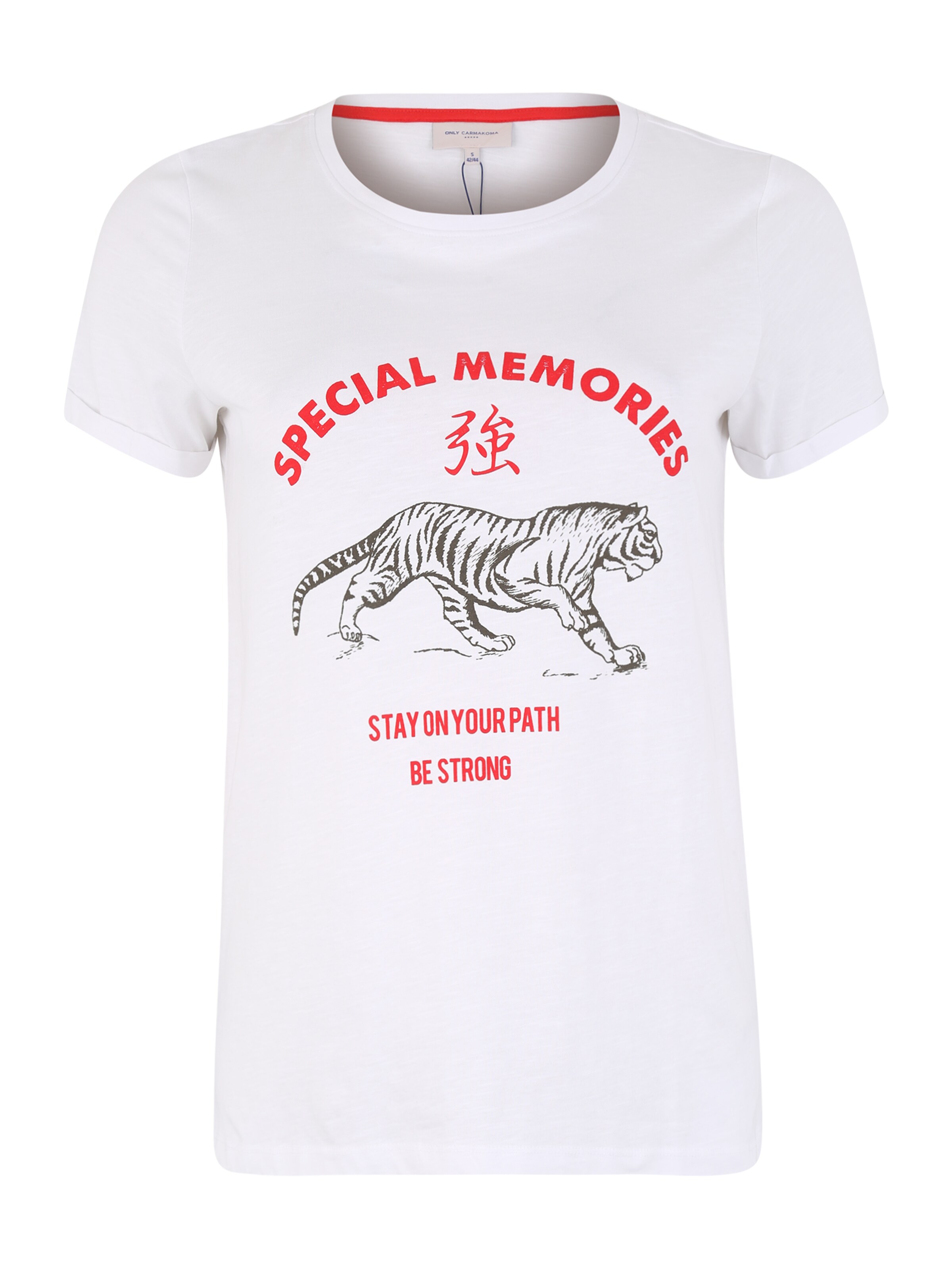 ONLY Carmakoma - Shirt 'carEDA SS TEE' in de kleur Rood