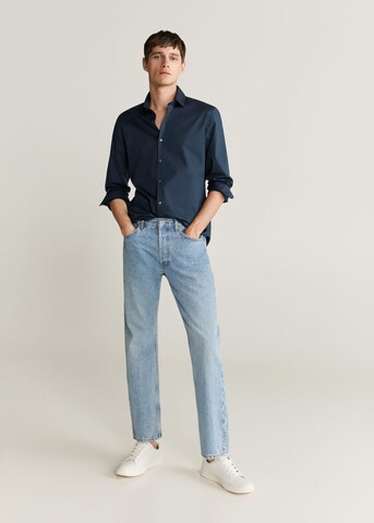 MANGO MAN Slim fit Zakelijk overhemd 'Play' in Blauw