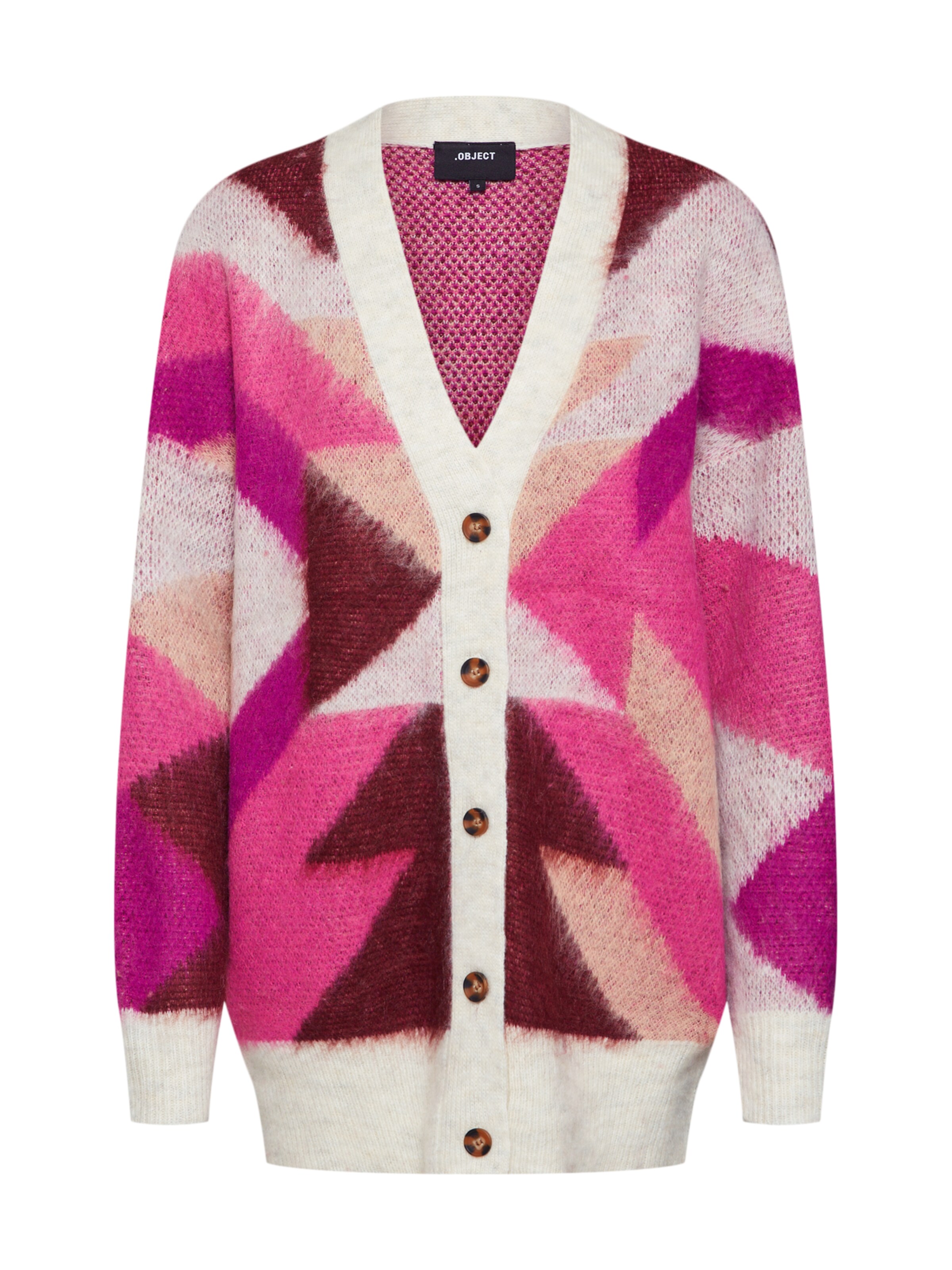 OBJECT - Gebreid vest 'OBJAVIANA L/S KNIT CARDIGAN 104' in de kleur Donkerroze