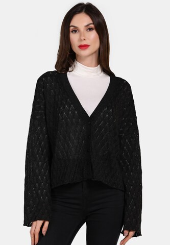 faina Knit Cardigan in Black: front