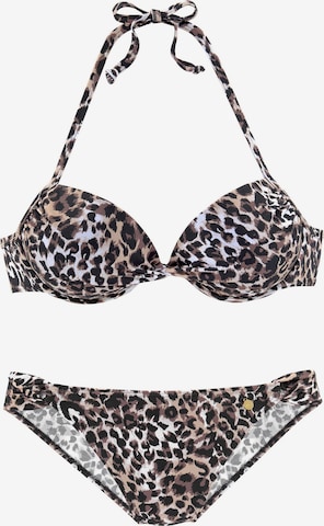 LASCANA Push-up Bikini felső - barna: elől