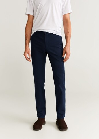 Coupe slim Pantalon chino 'Barna 5' MANGO MAN en bleu : devant