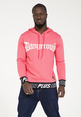 Sweat-shirt PLUS EIGHTEEN en rose : devant