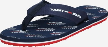 Tommy Jeans Teenslippers in Blauw: voorkant