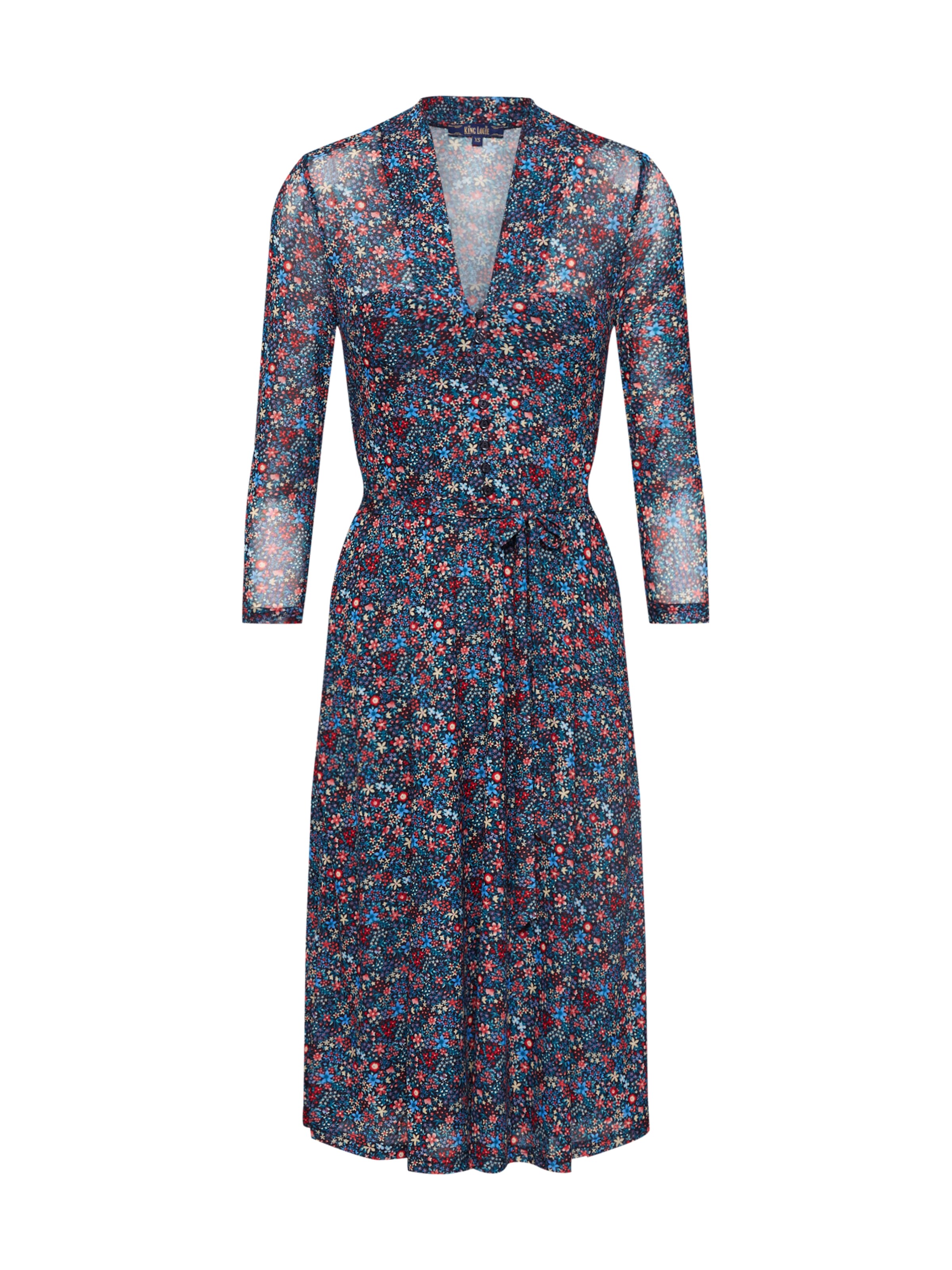 King Louie - Zomerjurk 'Emmy Dress Midi Dallas' in de kleur Blauw