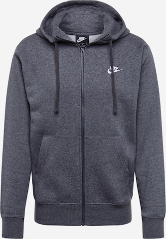 Nike Sportswear Regular Fit Sweatjacke  'Club Fleece' in Grau: predná strana