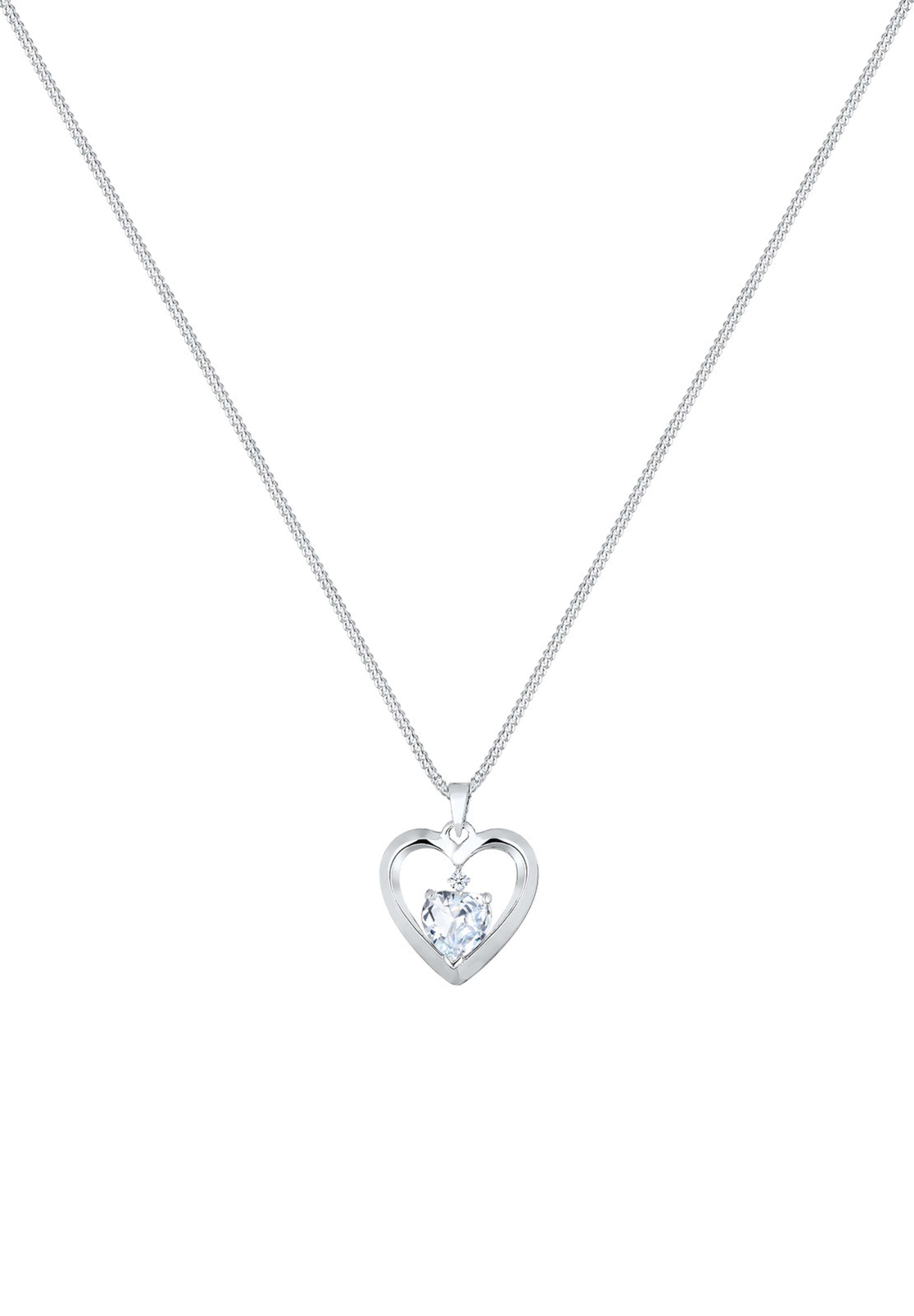 Elli DIAMONDS Ketting 'Herz' in Zilver: voorkant