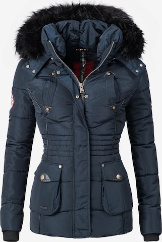 MARIKOO Winter Jacket 'Vanilla' in Blue: front