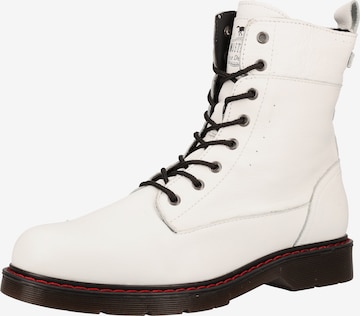 MUSTANG Lace-Up Ankle Boots in White: front