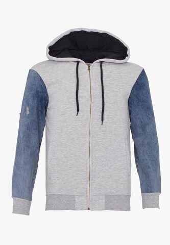 PLUS EIGHTEEN Zip-Up Hoodie in Grey: front