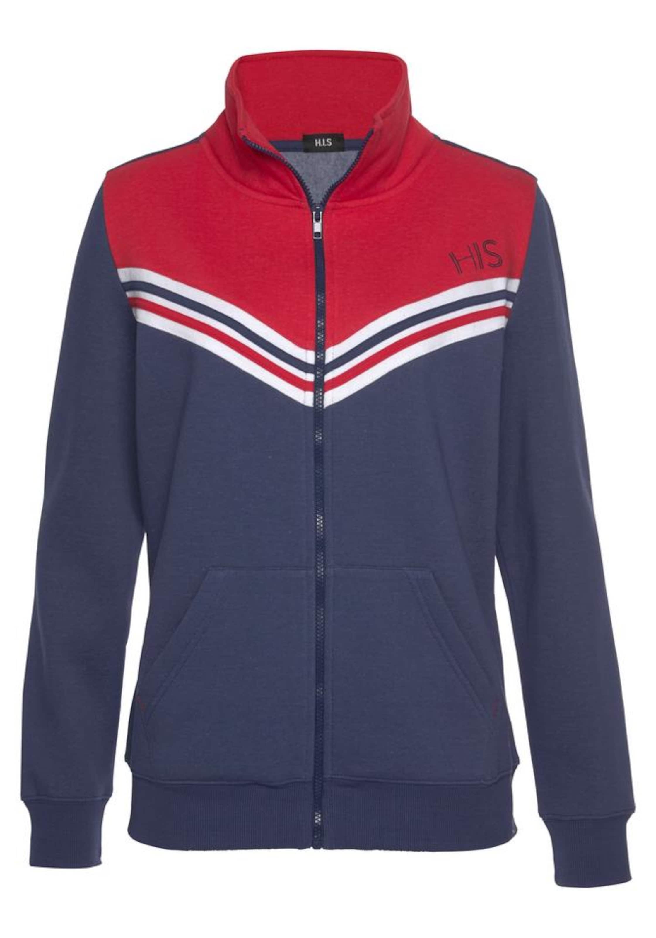 H.I.S Zip-Up Hoodie in Blue: front