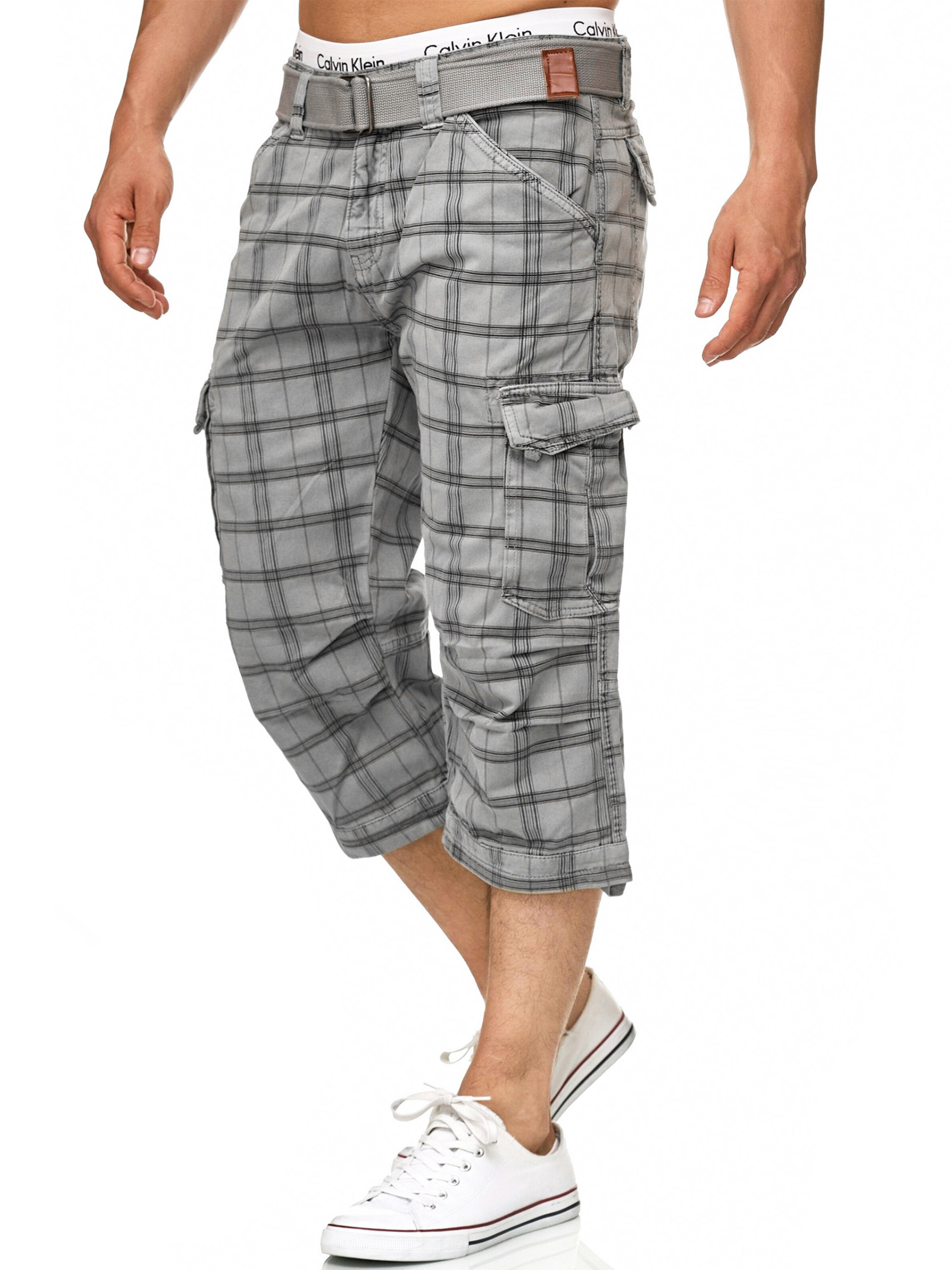 INDICODE JEANS Regular Cargo trousers 'Nicolas Check' in Grey