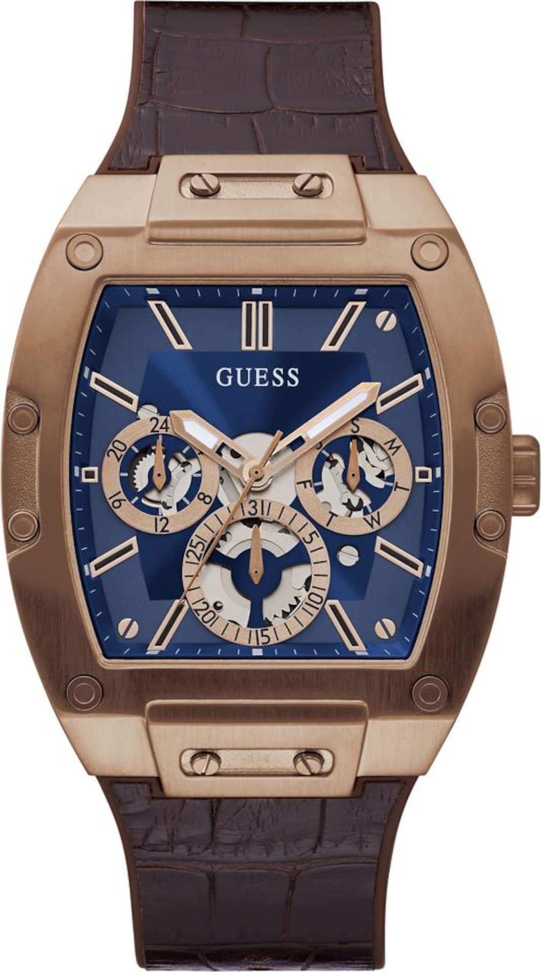 GUESS Analoog horloge in Bruin: voorkant