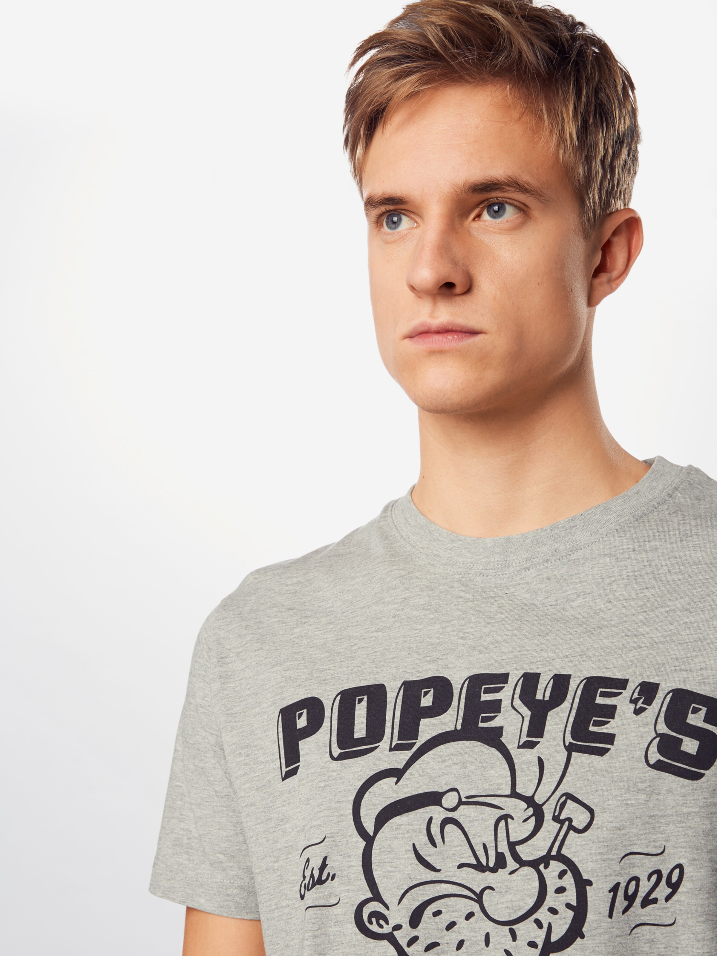 T-shirts et polos T-Shirt Popeye Barber Shop Merchcode en Gris Chiné 